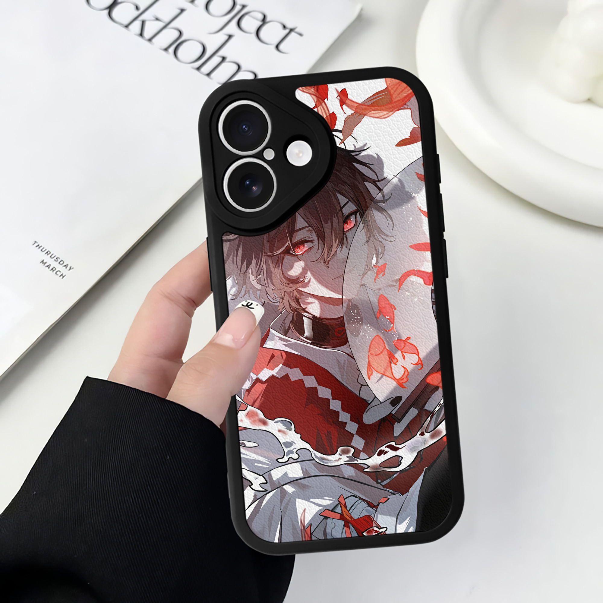 （画像用） 文豪ストレイドッグス Bungo Stray Dogs 【iPhone 16シリーズ対応】シリコンスマホケース（レザー調） 材質：シリコン